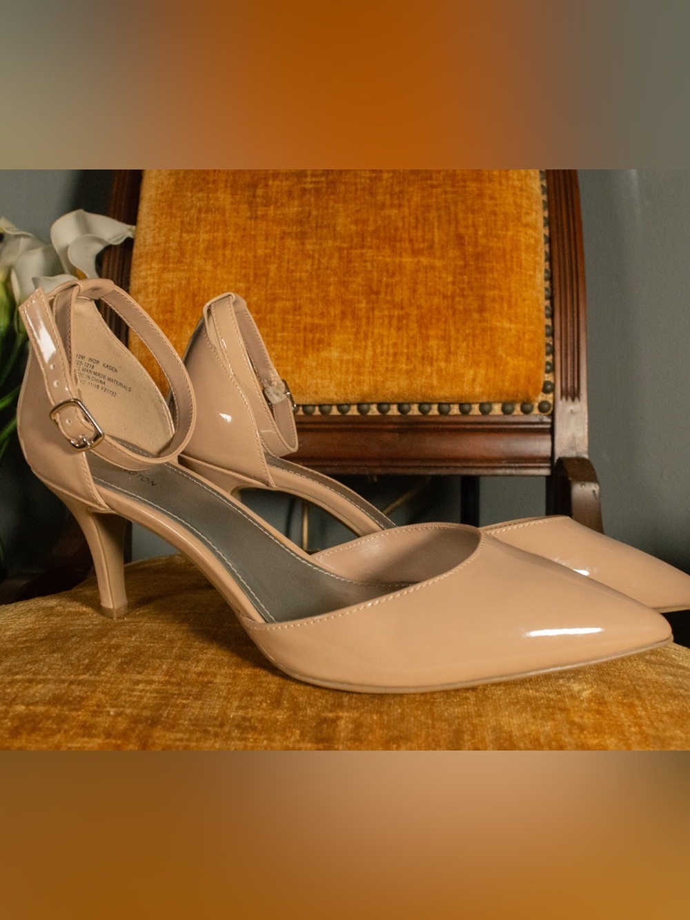 SIZE 12 Worthington Nude Patent Strapy Pumps